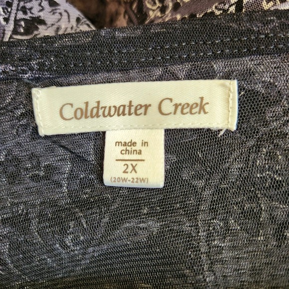 Coldwater Creek Womens Top Size 2X Black Semi Sheer Y2K Sequin Floral Whimsigoth - Picture 6 of 16